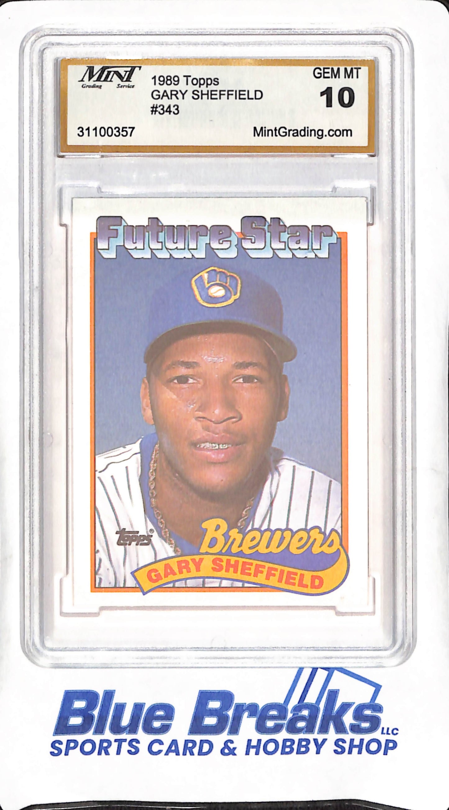 1989 Topps - Gary Sheffield - Rookie -  MintGrading 10 - Milwaukee Brewers - Baseball - #343