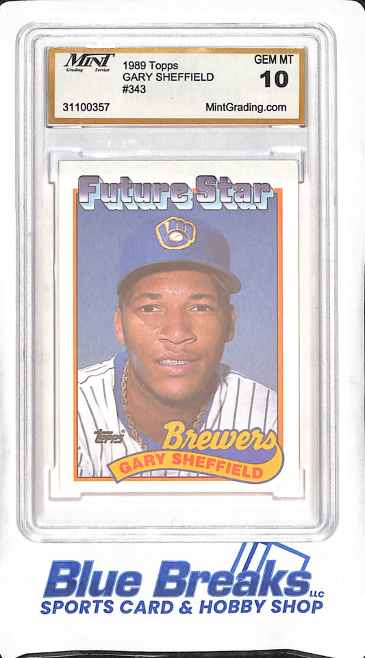 1989 Topps - Gary Sheffield - Rookie -  MintGrading 10 - Milwaukee Brewers - Baseball - #343