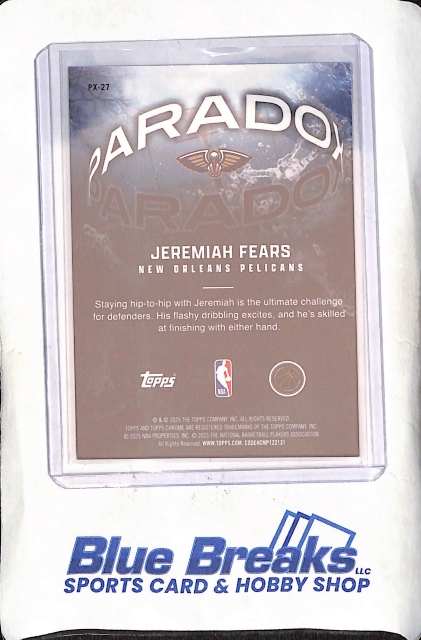 2025 Topps Chrome - Jeremiah Fears - Paradox - RC - New Orleans Pelicans - Basketball - #PX-27