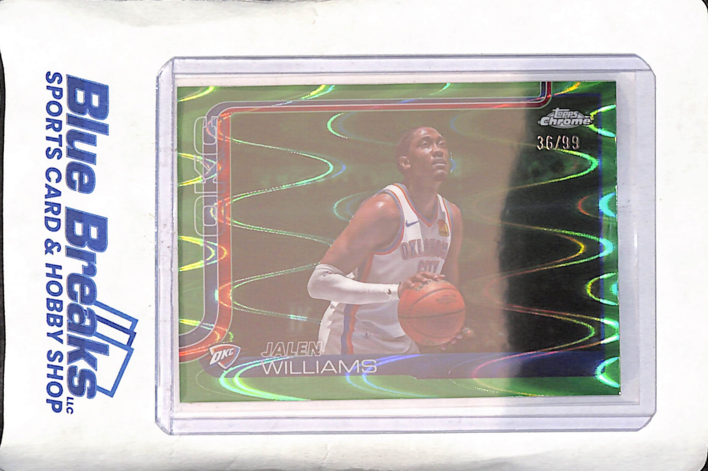 2025 Topps Chrome - Jalen Williams - Green RayWave - 36/99 - Oklahoma City Thunder - Basketball - #187