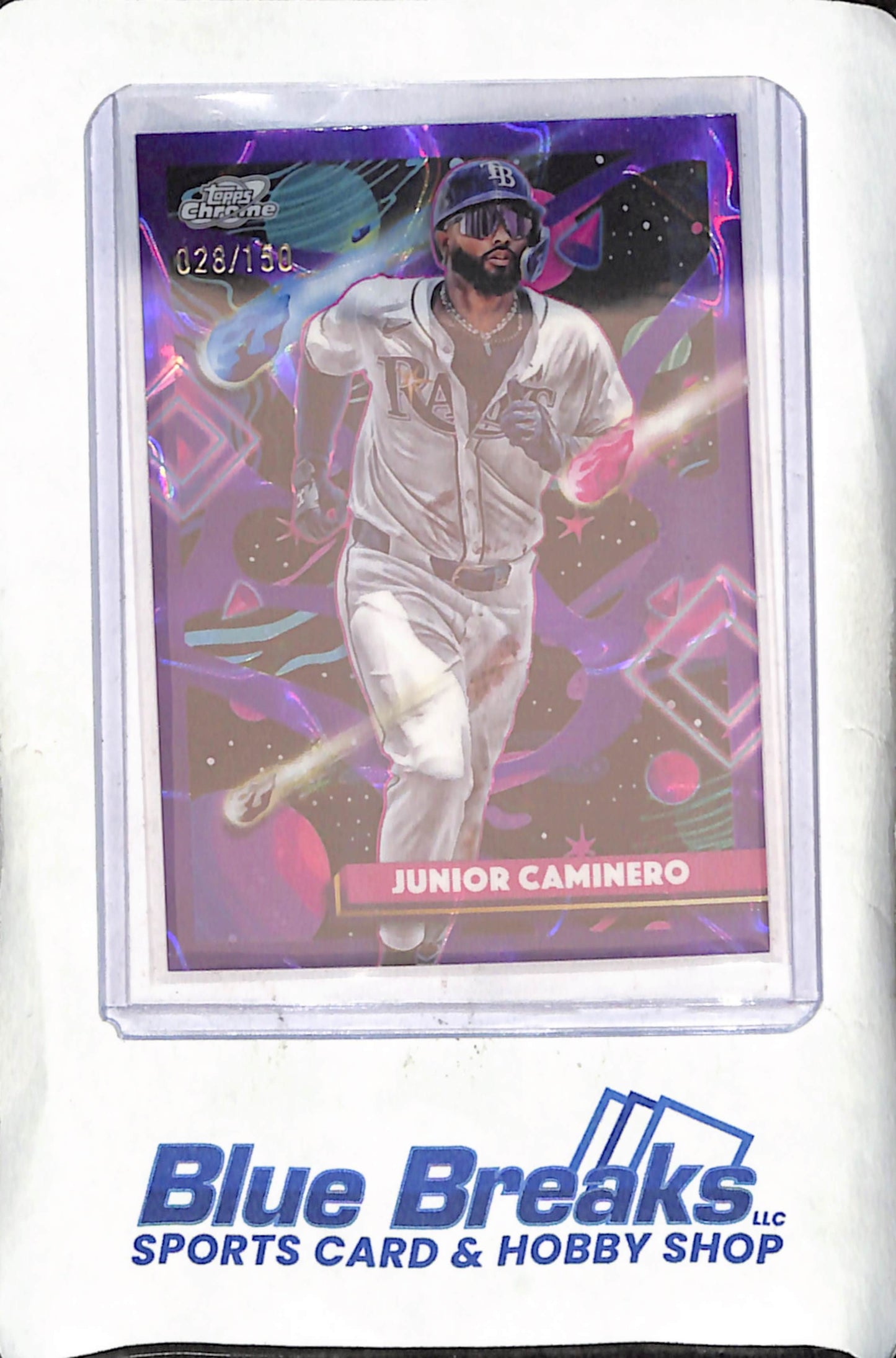2025 Topps Chrome Cosmic - Junior Caminero - 28/150 - Purple - Tampa Bay Rays - Baseball - #148