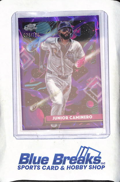 2025 Topps Chrome Cosmic - Junior Caminero - 28/150 - Purple - Tampa Bay Rays - Baseball - #148