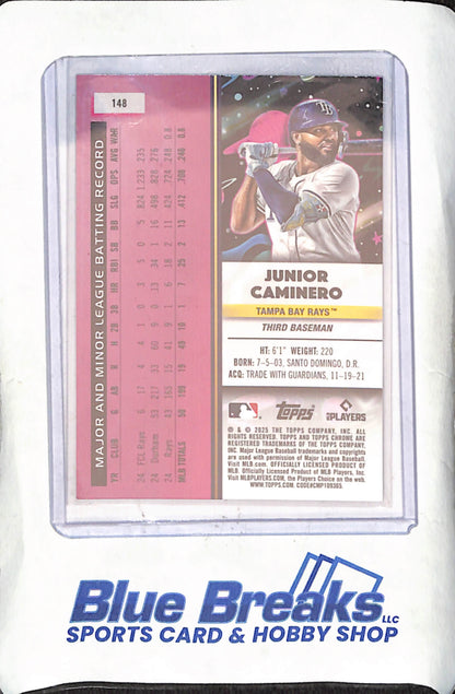 2025 Topps Chrome Cosmic - Junior Caminero - 28/150 - Purple - Tampa Bay Rays - Baseball - #148