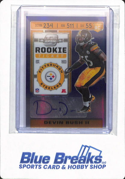 2019 Panini Contenders Optic - Devin Bush II - Pittsburgh Steelers - Football - Rookie Ticket - 69/75 - Autographed