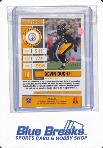 2019 Panini Contenders Optic - Devin Bush II - Pittsburgh Steelers - Football - Rookie Ticket - 69/75 - Autographed