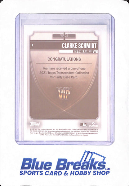 2021 Topps Transcendent Collection VIP - Clarke Schmidt - Baseball - New York Yankees - One of One - RC - #VIP-20
