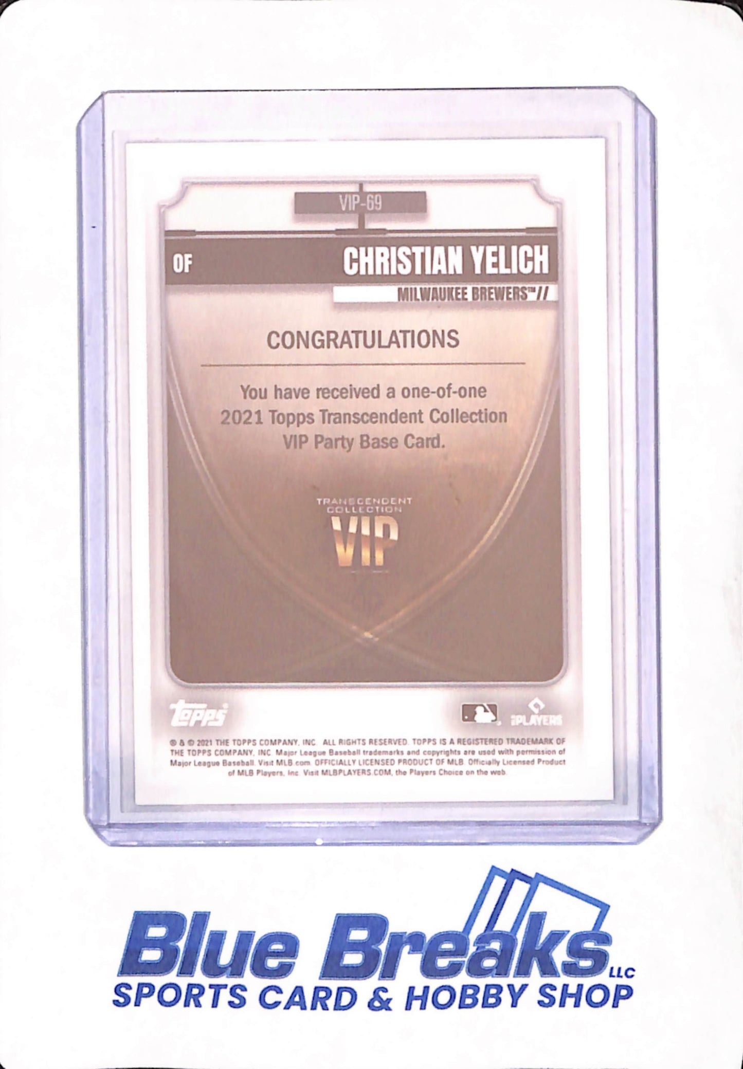 2021 Topps Transcendent Collection VIP - Christian Yelich - Baseball - Milwaukee Brewers - One of One - #VIP-69