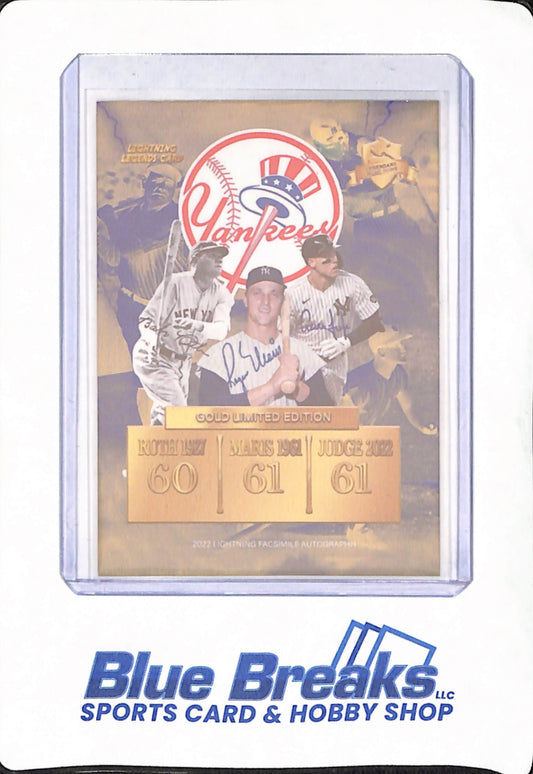 2021 Lightning Facsimile Autograph - Babe Ruth - Roger Maris - Aaron Judge - Baseball - New York Yankees - Gold Limited Edition