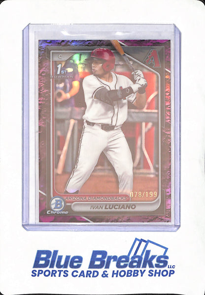 2024 Bowman Draft Chrome - Ivan Luciano - Baseball - Arizona Diamondbacks - 1st Bowman - Fuchsia Lunar Crater - 78/199 - #BDC-29