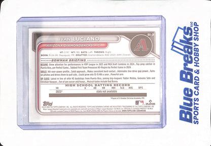 2024 Bowman Draft Chrome - Ivan Luciano - Baseball - Arizona Diamondbacks - 1st Bowman - Fuchsia Lunar Crater - 78/199 - #BDC-29