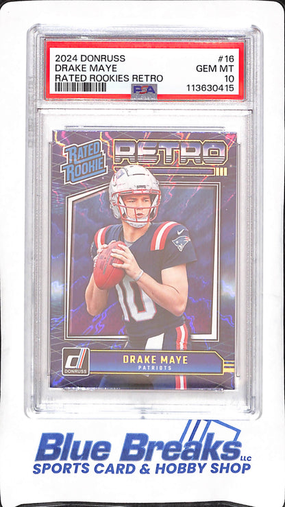 2024 Donruss - Drake Maye - Rated Rookie Retro - PSA 10 - New England Patriots - Football - #16