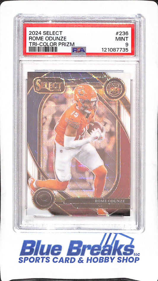 2024 Panini Select - Rome Odense - Tri-Color Prim - 75/149 - RC - PSA 9 - Chicago Bears - Football - #236