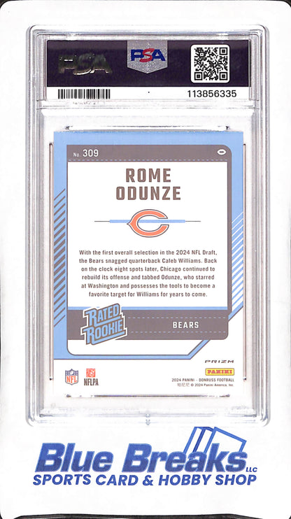 2024 Panini Donruss - Rome Odense - Optic Preview - Red Wave - Rated Rookie - PSA 10 - Chicago Bears - Football - #309