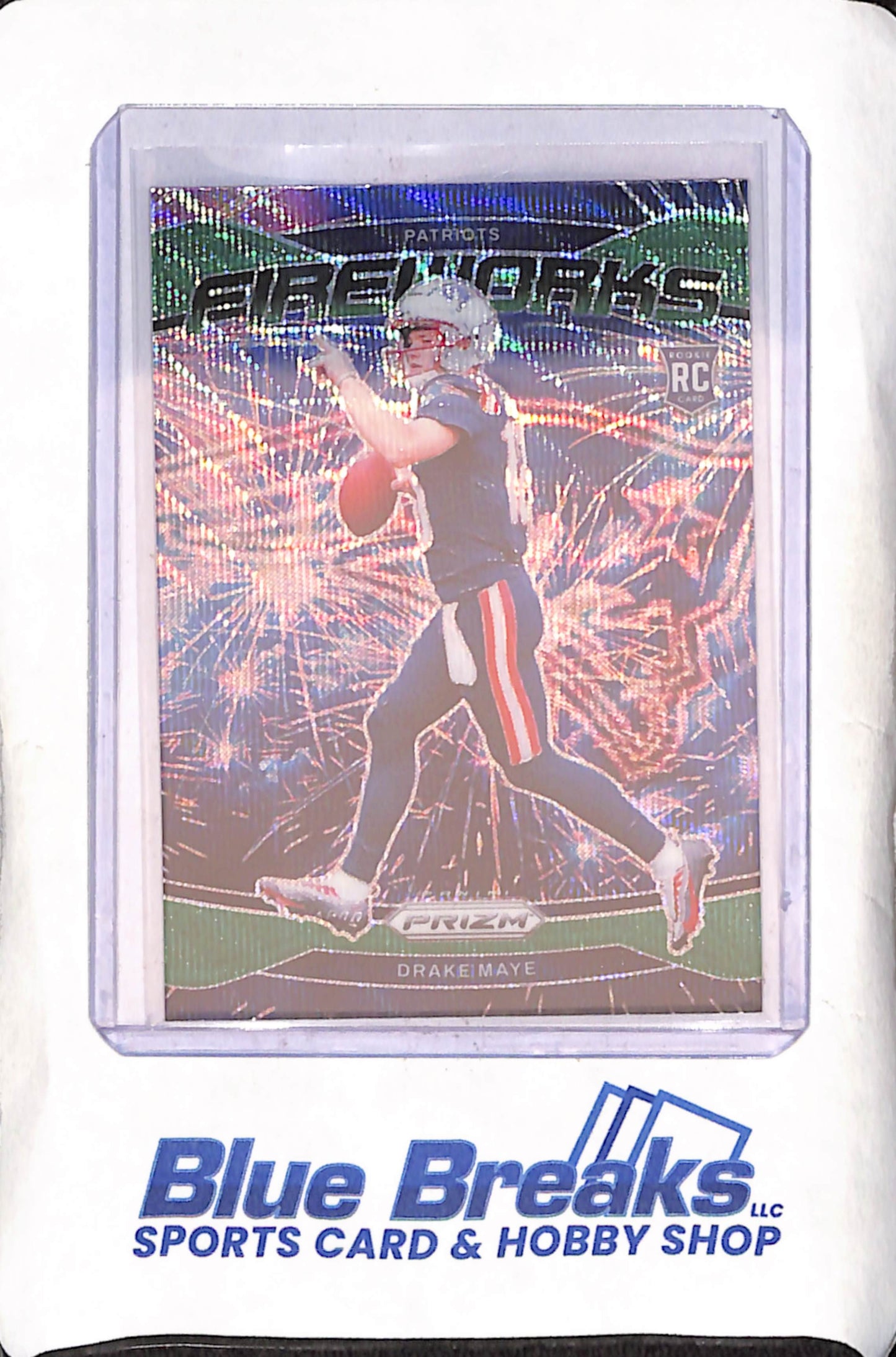 2024 Panini Prim - Drake Maye - Green Wave Fireworks - RC - New England Patriots - Football - #22