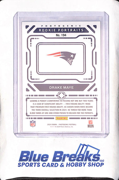 2024 Panini Photogenic - Drake Maye - Rookie Portraits - New England Patriots - Football - #194