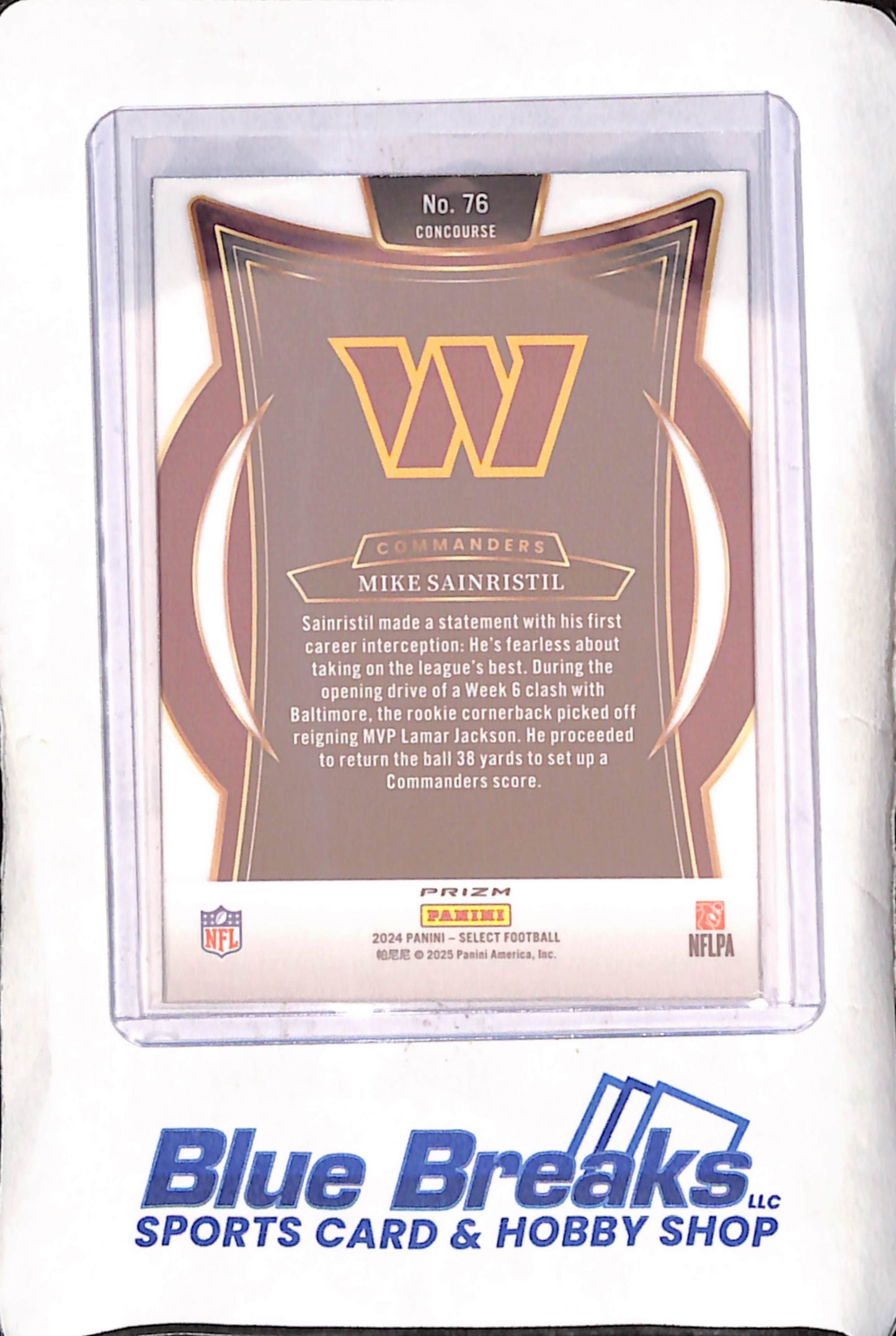 2024 Panini Select - Mike Sainristil - Zebra Concourse - RC - Washingtion Commanders - Football - #76