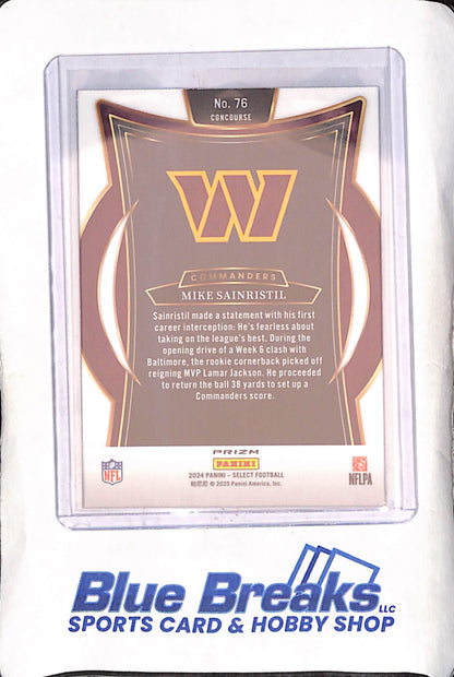 2024 Panini Select - Mike Sainristil - Zebra Concourse - RC - Washingtion Commanders - Football - #76