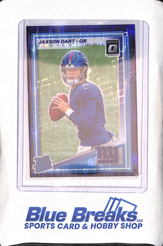 2025 Panini Donruss Optic - Jaxson Dart - Purple Shock Rated Rookie - New York Giants - Football - #273