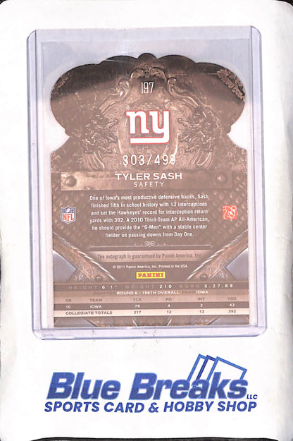 2011 Panini Crown royale - Tyler Sash - Gold - Autograph - 303/499 - Rookie - New York Giants - Football - #197