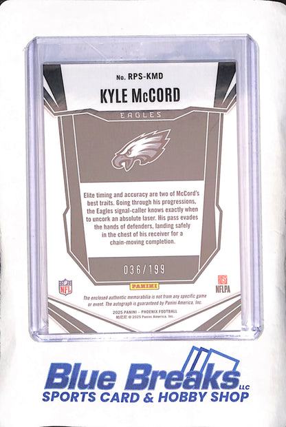 2025 Panini Phoenix - Kyle McCord - Jumbo Relic Pandora -Autograph -RC - 36/199 - Philadelphia Eagles - Footaball - #RPS-KMD