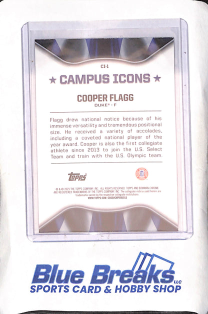 2025 Bowman University Chrome - Cooper Flagg - Campus Icons - Duke University - Basketball - #CI-1