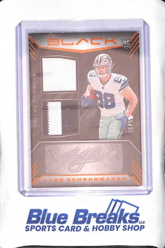 2023 Panini Black - Luke Schoonmaker - Autograph - Dual Relic - 36/50 - RC - Dallas Cowboys - Football - #RSM-32