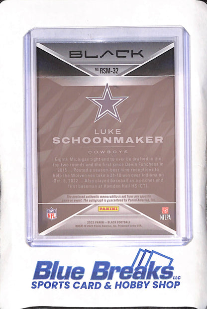 2023 Panini Black - Luke Schoonmaker - Autograph - Dual Relic - 36/50 - RC - Dallas Cowboys - Football - #RSM-32