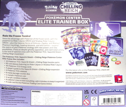 Chilling Reign Pokemon Center Elite Trainer Box - Shadow Rider Calyrex (Exclusive) - Chilling Reign - Sealed Wax
