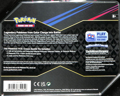 Crown Zenith Tin [Galarian Zapdos][Galarian Articuno] - Crown Zenith (CRZ) - Pokemon - Sealed Wax