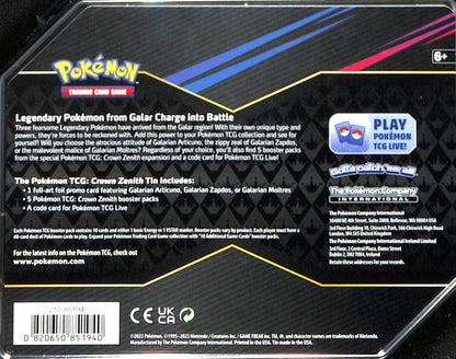 Crown Zenith Tin [Galarian Moltres] - Crown Zenith (CRZ) - Pokemon - Sealed Wax