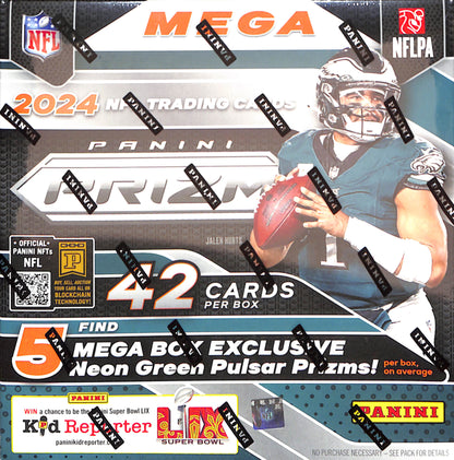 2024 Panini Prizm Football Mega Box (Neon Green Pulsar) - Sealed Wax