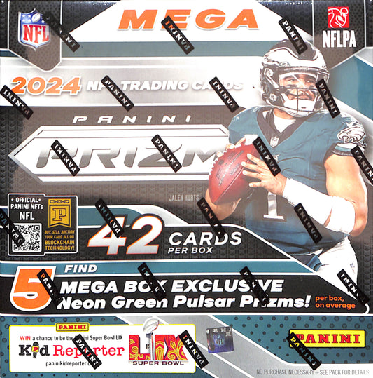 2024 Panini Prizm Football Mega Box (Neon Green Pulsar) - Sealed Wax