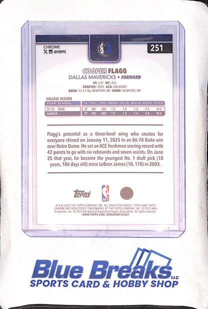 2025 Topps Chrome - Dylan Harper - RC - Refractor - San Antonio Spurs - Basketball - #252