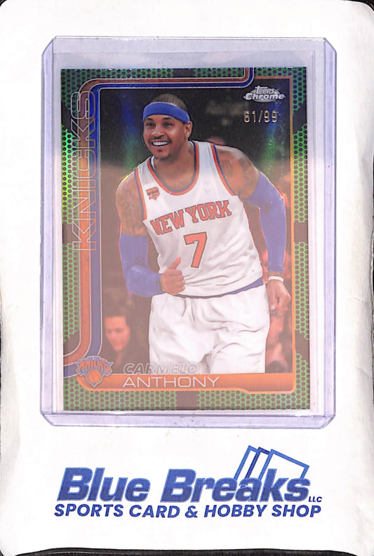 2025 Topps Chrome - Carmelo Anthony - New York Knicks - Green Basketball Border - 61/99 - #248