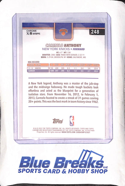 2025 Topps Chrome - Carmelo Anthony - New York Knicks - Green Basketball Border - 61/99 - #248