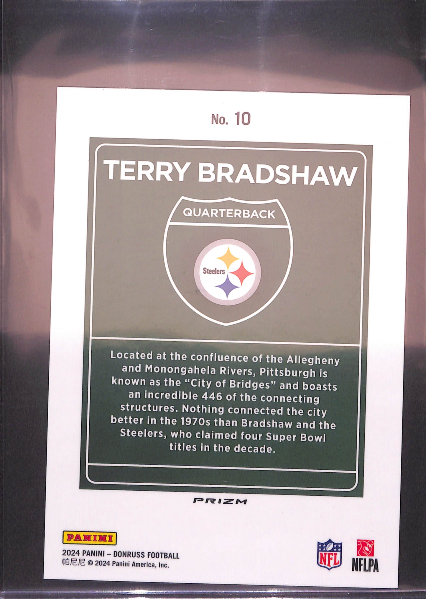2024 Panini Donruss - Terry Bradshaw - Downtown - Oversized - Pittsburgh Steelers - Football - #10