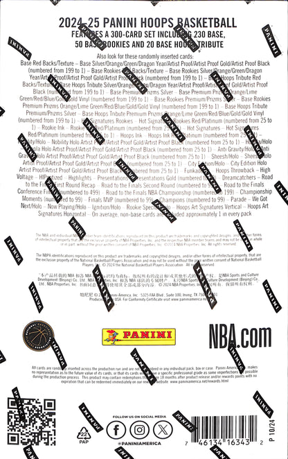 2024/25 Panini NBA Hoops Hobby Box - Basketball - Sealed Wax
