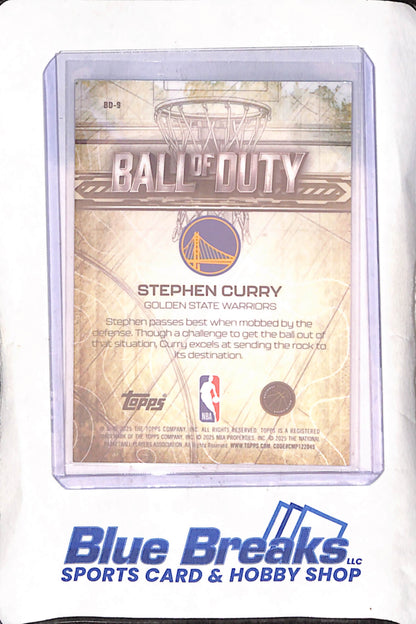 2025 Topps Chrome - Stephen Curry - Ball of Duty - 250/275 - Golden State Warriors - Basketball - #BD-9