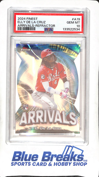 2024 Topps Finest - Elly De La Cru - Arrivals - Refractor - PSA - 10 - RC - Cincinnati Reds - Baseball - #A-19