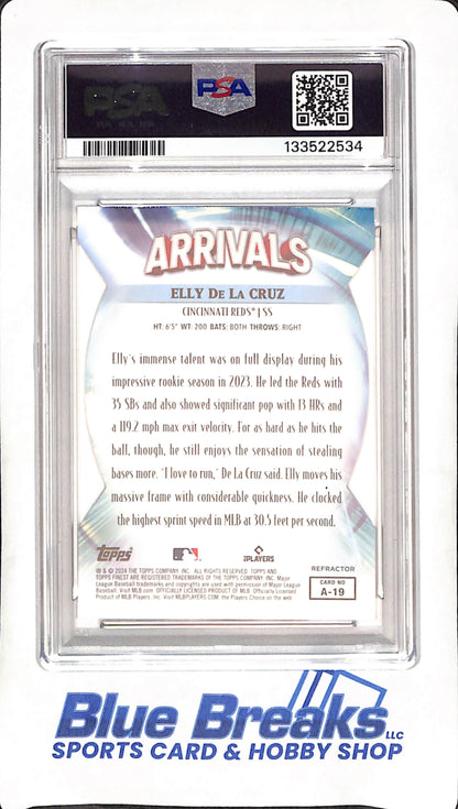 2024 Topps Finest - Elly De La Cru - Arrivals - Refractor - PSA - 10 - RC - Cincinnati Reds - Baseball - #A-19