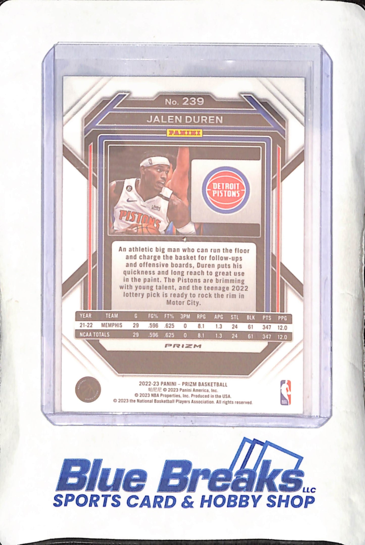 2022-23 Panini Prizm - Jalen Duran - Red Wave - RC - Detroit Pistons - Basketball - #239