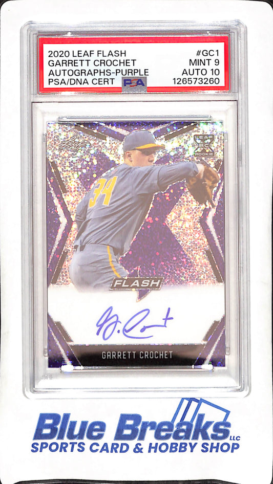 2020 Leaf Flash - Garrett Crochet - Purple Autograph - PSA 9 Auto 10 - 32/25 - Baseball - #BA-GC1