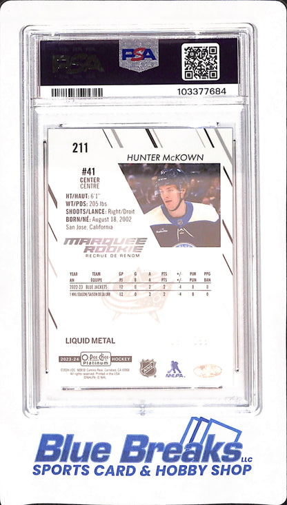 2023 O-Pee-Chee Platinum - Hunter McKown - Columbus Blue Jackets - Hockey - Liquid Metal - PSA GEM MT 10 - 291/399 - #211