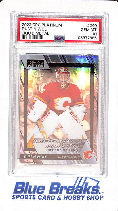 2023 O-Pee-Chee Platinum - Dustin Wolf - Calgary Flames - Hockey - Liquid Metal - PSA GEM MT 10 - 292/399 - #240