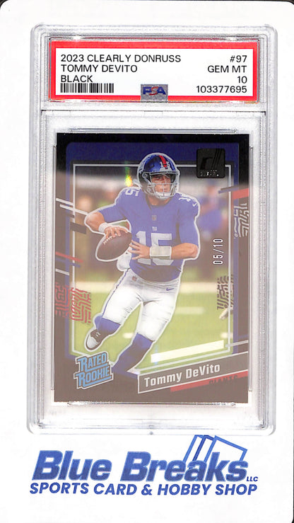 2023 Clearly Donruss - Tommy DeVito - New York Giants - Football - 05/10 - Black - Rated Rookie - PSA GEM MT 10 - #97