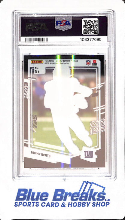 2023 Clearly Donruss - Tommy DeVito - New York Giants - Football - 05/10 - Black - Rated Rookie - PSA GEM MT 10 - #97