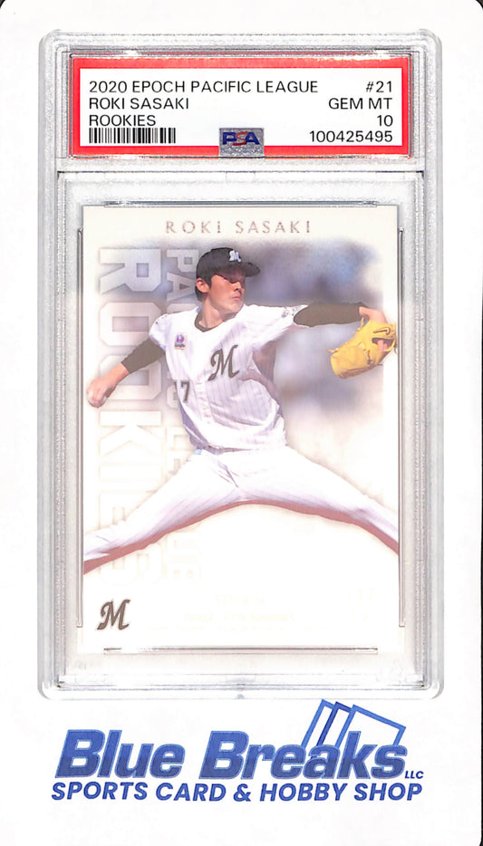 2020 Epoch Pacific League - Roki Sasaki - Chiba Lotte Marines - Japanese - Baseball - Rookies - PSA GEM MT 10 - #21