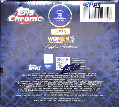 2022/23 Topps Chrome UEFA Women's Champions League Sapphire League Hobby Box - Soccer - Sealed Wax