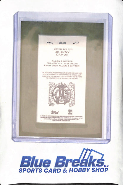 2025 Topps Allen & Ginter - Johnny Damon - Mini Frame Relic - Boston Red Sox - Baseball - #MFR-JDA