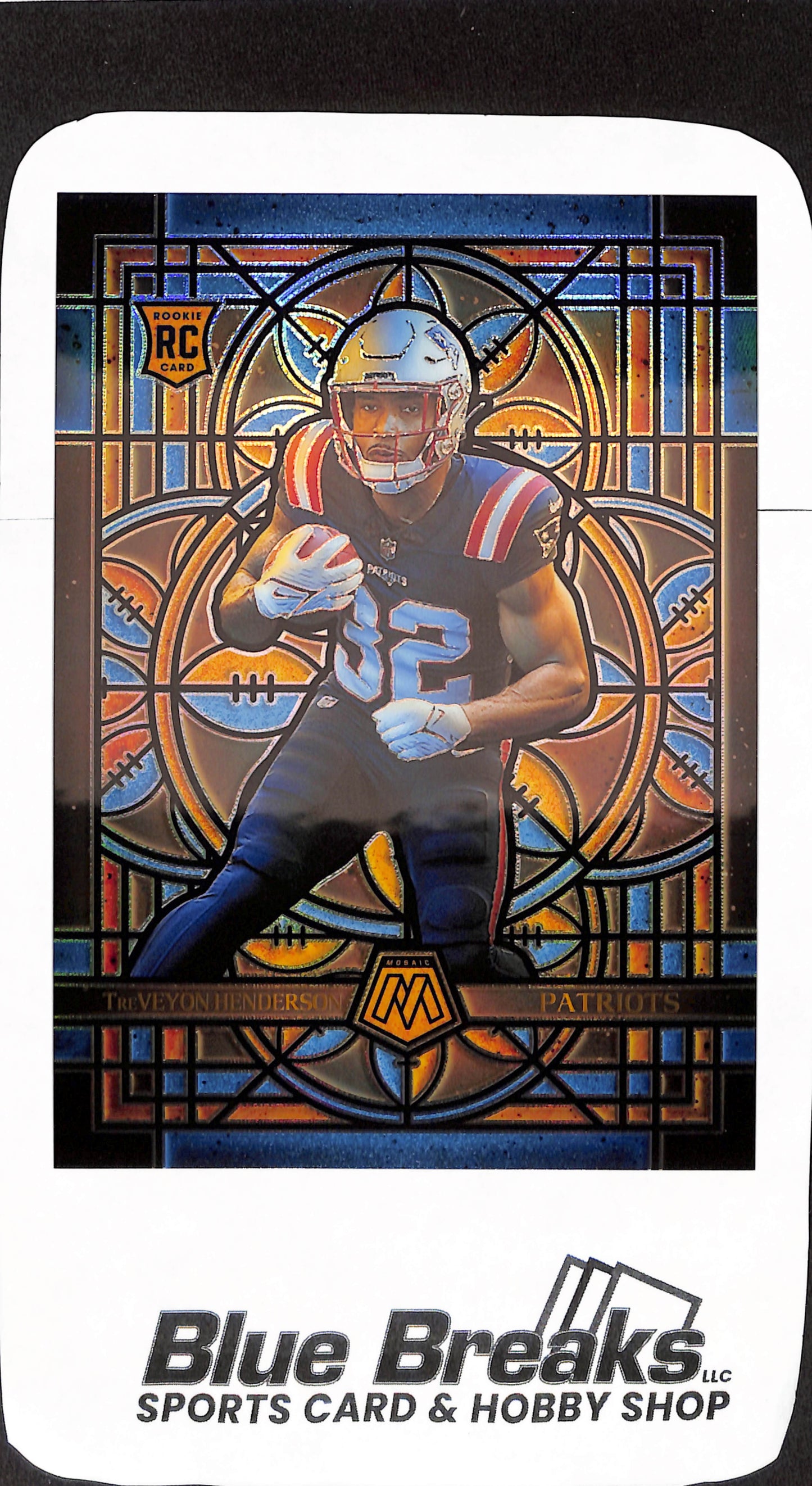 2025 Panini Mosaic - TreVeyon Henderson - RC - Oversized Stained Glass - New England Patriots - Football - #17